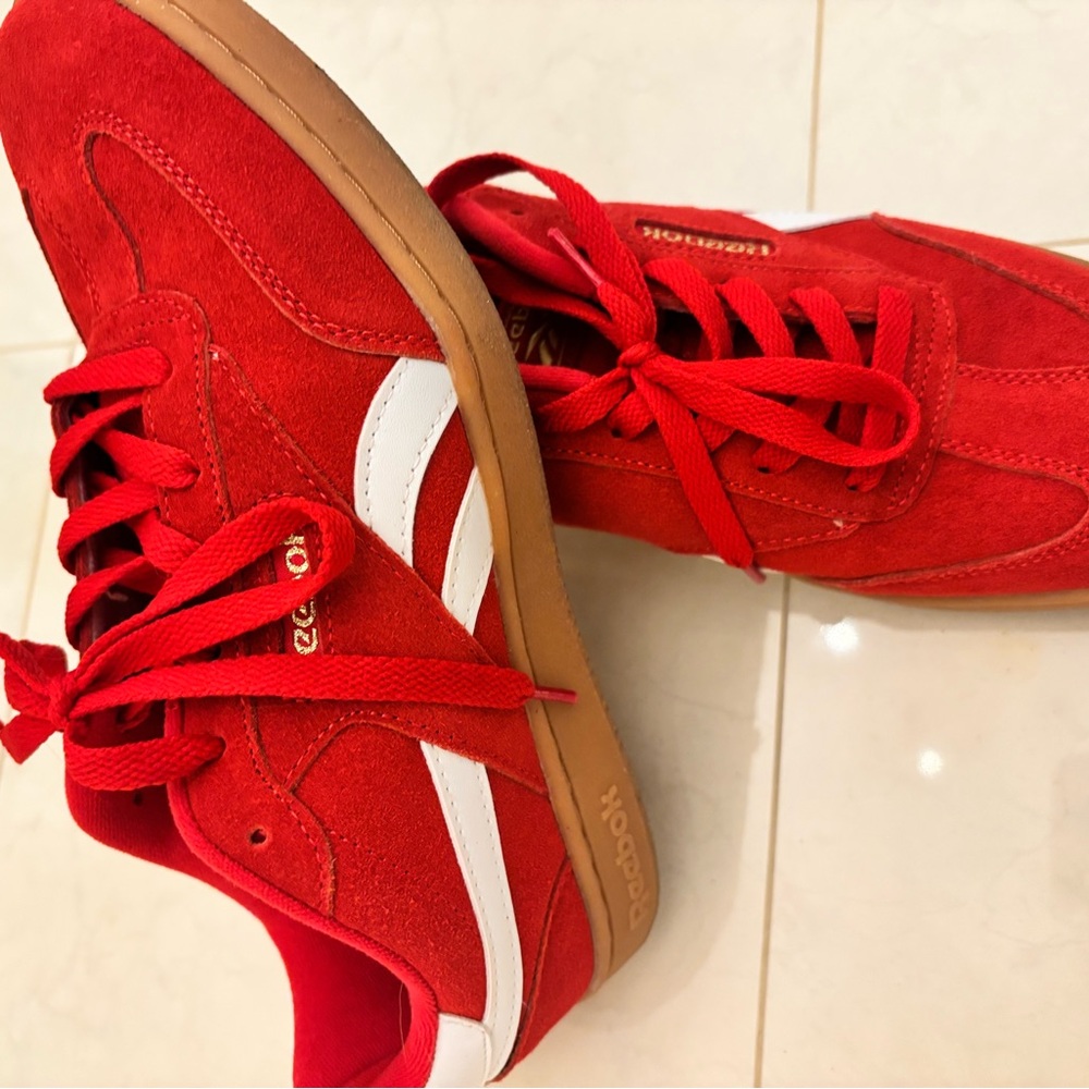 Reebok Red and White Suede Shoes